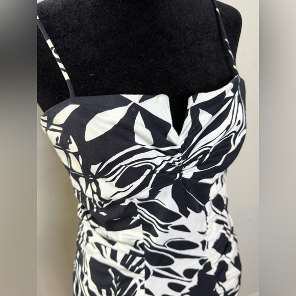 Vintage 90s Y2K Cache black and white bodycon midi dress chic sexy size 8 EUC - Picture 4 of 11